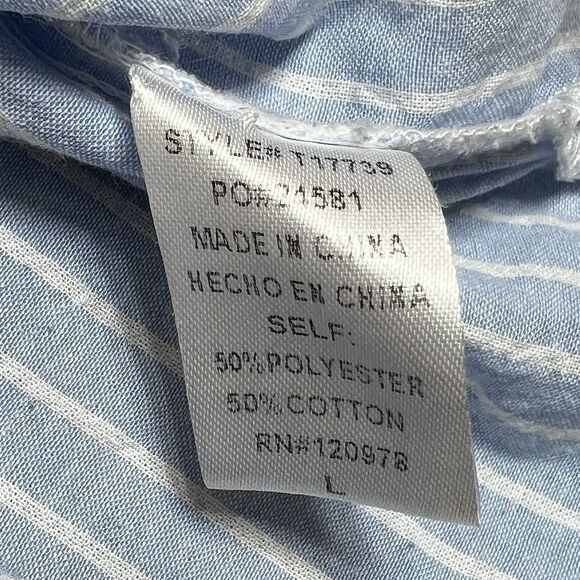 Entro Button Down Top Womens Large Multicolored Colorblock Stripe Button Down - Picture 12 of 13